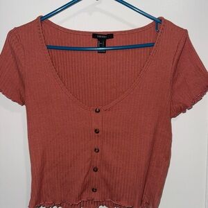 Forever 21 Women's Rust Button-Down Top